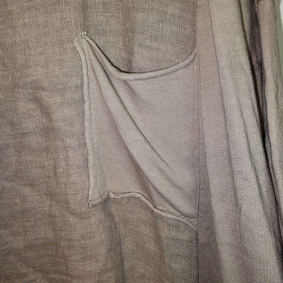 Grey Violet M Made In Italy 100% Linen Taupe Long Minimalist Tunic Top Lagenlook - Picture 4 of 6